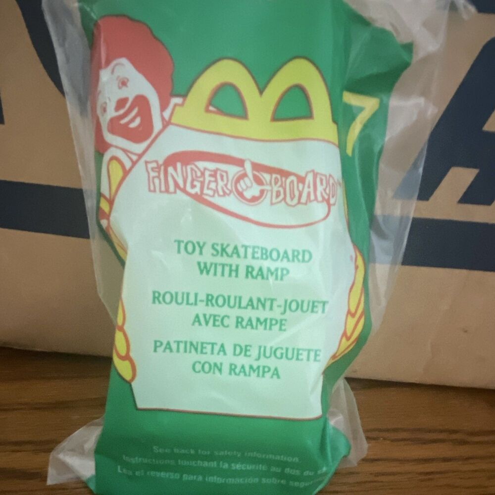 McDonald's Fingerboard Toy Skateboard w/ Ramp #7 Sealed in Bag (2000)